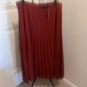 J. Crew Rust Pleated Midi Skirt